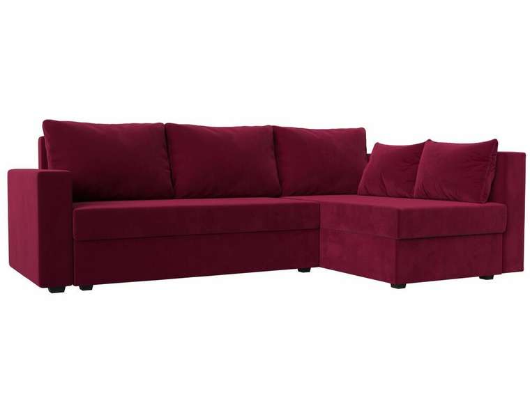 Угловой диван-кровать Мансберг бордового цвета правый угол