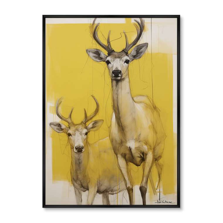 Репродукция картины Deer on yellow, 2024г.