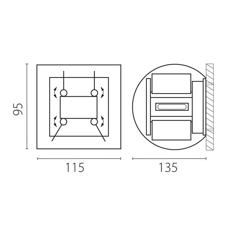 Светильник DALLA 2х5W LED 1100LM G ЧЕРНЫЙ 4000K IP65