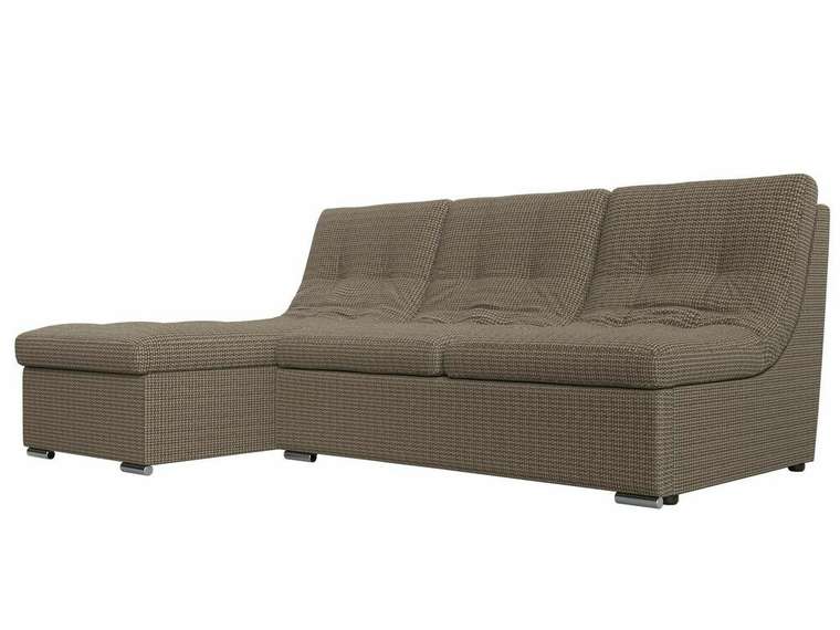Угловой диван-кровать Релакс бежево-коричневого цвета угол левый