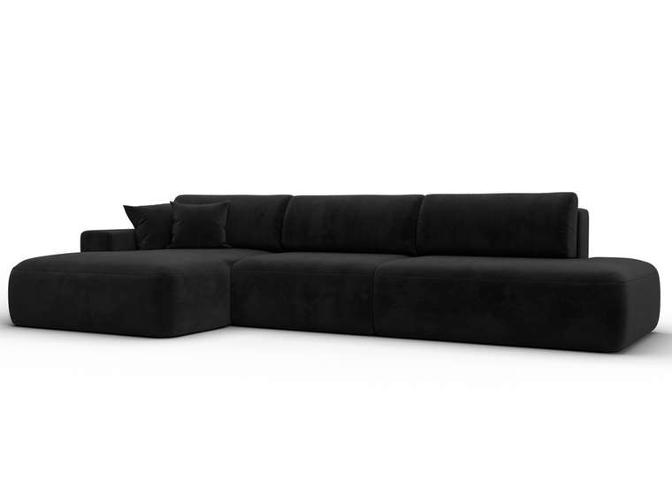 Угловой диван-кровать Лига 036 Модерн Лонг черного цвета левый угол