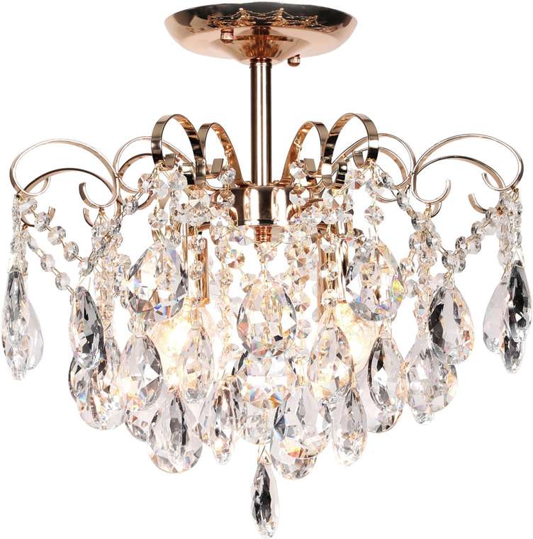 Потолочная люстра хрустальная на штанге 1113/4PL E27*60W Escada Crown Gold с подвесками
