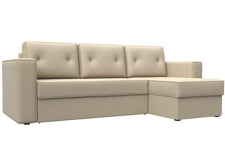 Угловой диван-кровать Принстон бежевого цвета правый угол (экокожа)