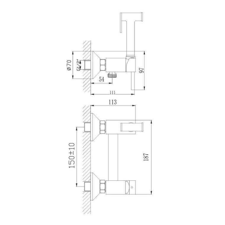 Гигиенический душ со смесителем Haiba HB5510, хром