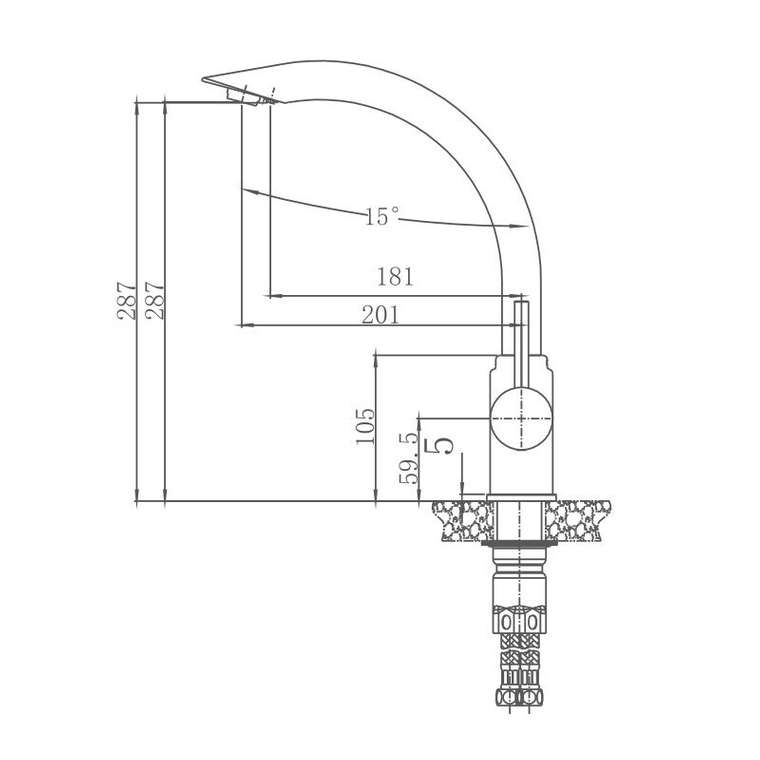 Смеситель для кухни Haiba HB70304, сталь