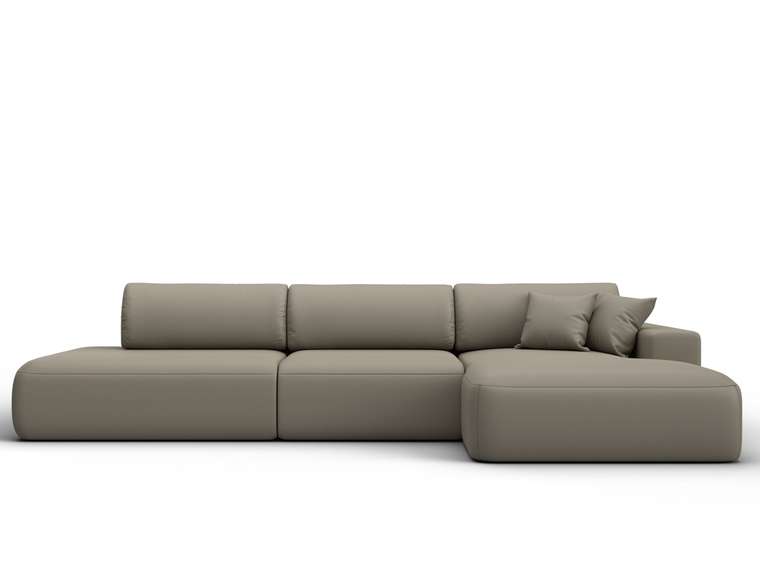 Угловой диван-кровать Лига 036 Модерн Лонг бежевого цвета правый (экокожа)