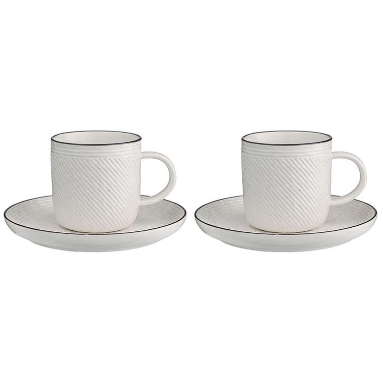 Набор из двух чайных пар Contour белого цвета.