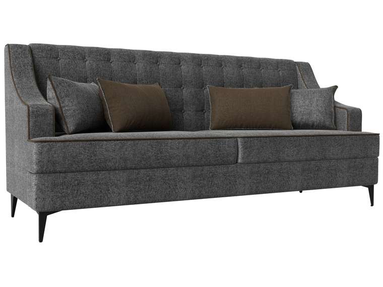 Прямой диван Марк серого цвета с коричневым кантом