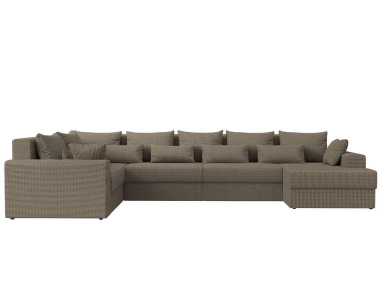 Угловой диван-кровать Майами коричнево-бежевого цвета правый угол