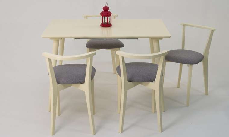 Обеденная группа Монте 120 серо-бежевого цвета