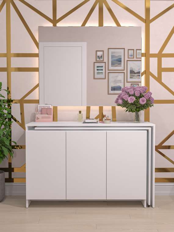 Комод-стол Брюгге белого цвета