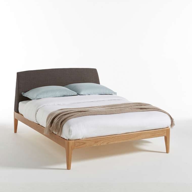 Кровать с кроватным основанием Agura 140x190 серого цвета