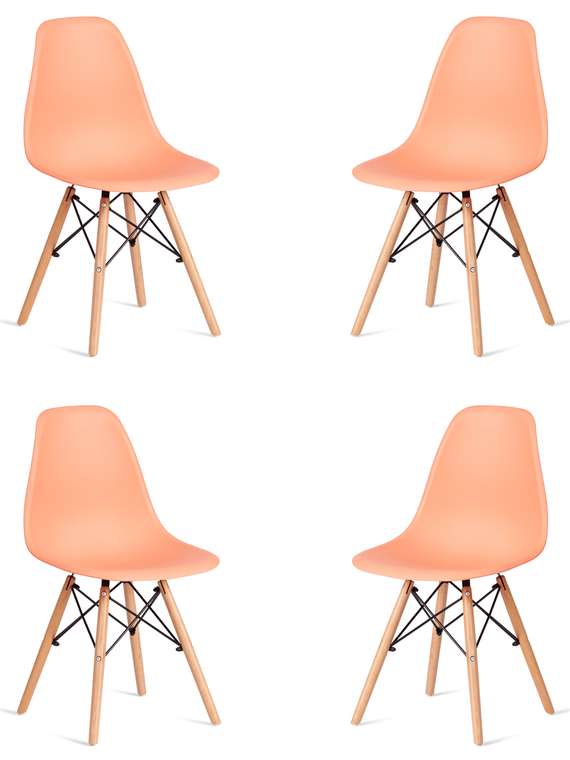 Комплект из четырех стульев Cindy Chair светло-оранжевого цвета