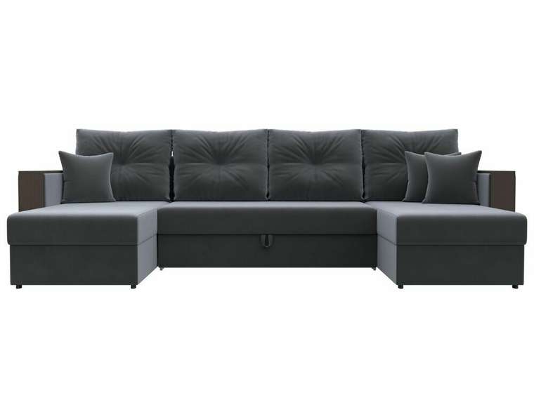 Угловой диван-кровать Валенсия П-образный серого цвета