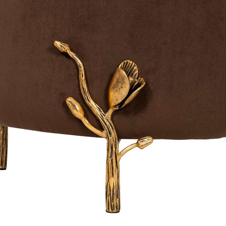 Пуф коричневого цвета на бронзовых ножках IMR-1424352