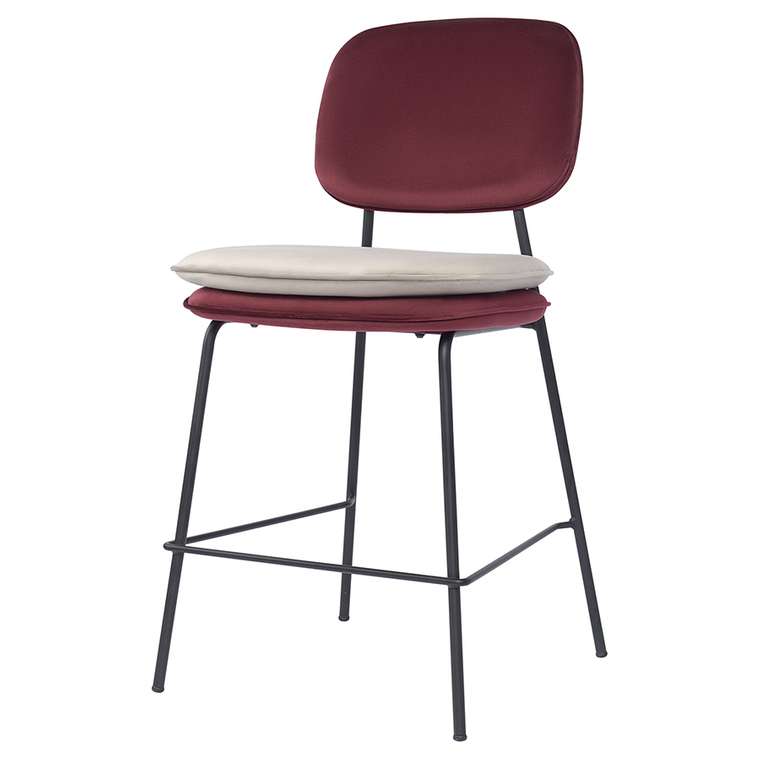 Полубарный стул Реа бордово-бежевого цвета