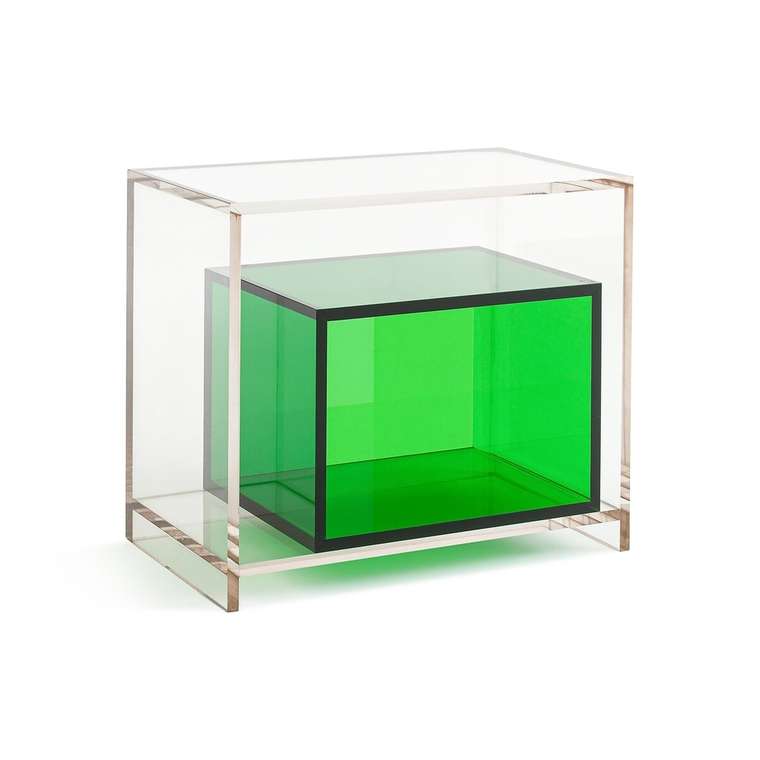 Столик прикроватный из акрилового стекла Dario серо-зеленого цвета