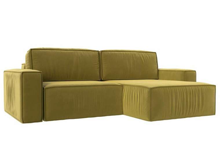 Угловой диван-кровать Прага классик желтого цвета правый угол
