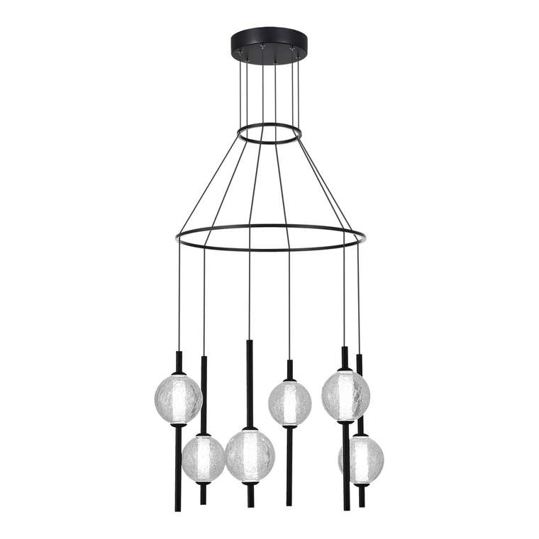 Светильник подвесной ST-Luce Черный/Прозрачное кракелированное стекло LED 6*8,5W 3000K PEEK