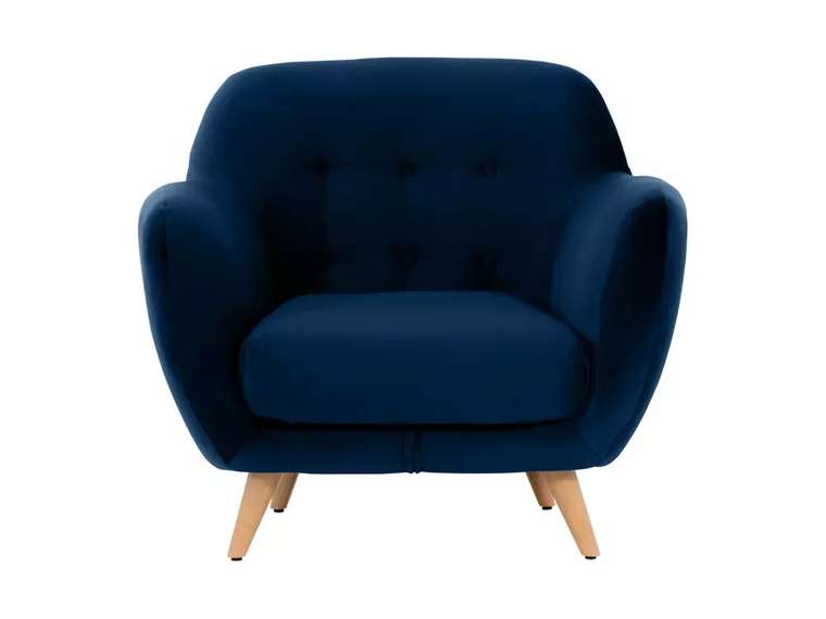 Кресло Loa в обивке из велюра темно-синего цвета