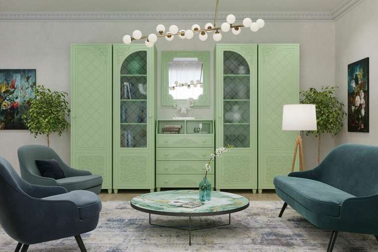 Книжный шкаф Соня Премиум правый светло-зеленого  цвета