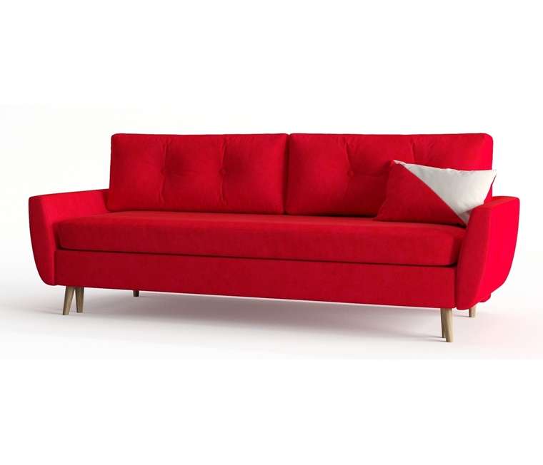 Диван-кровать Авиньон в обивке из вельвета красного цвета