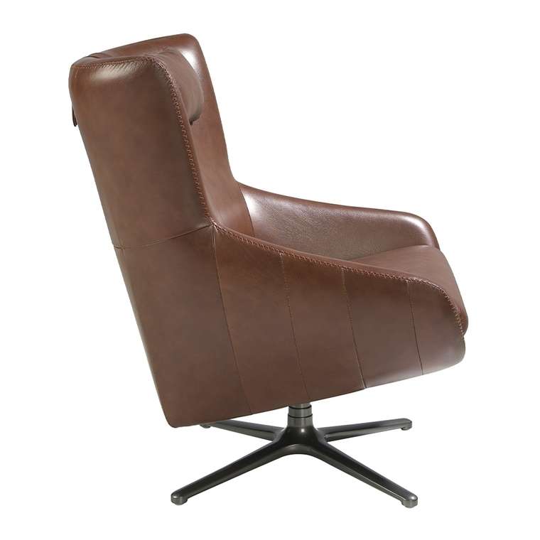 Вращающееся кресло из воловьей кожи коричневого цвета