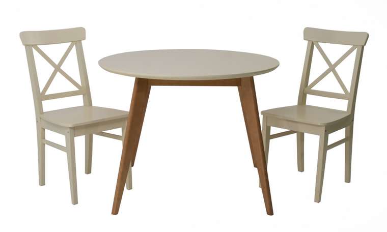 Обеденная группа Сканди D90 со столешницей цвета слоновая кость