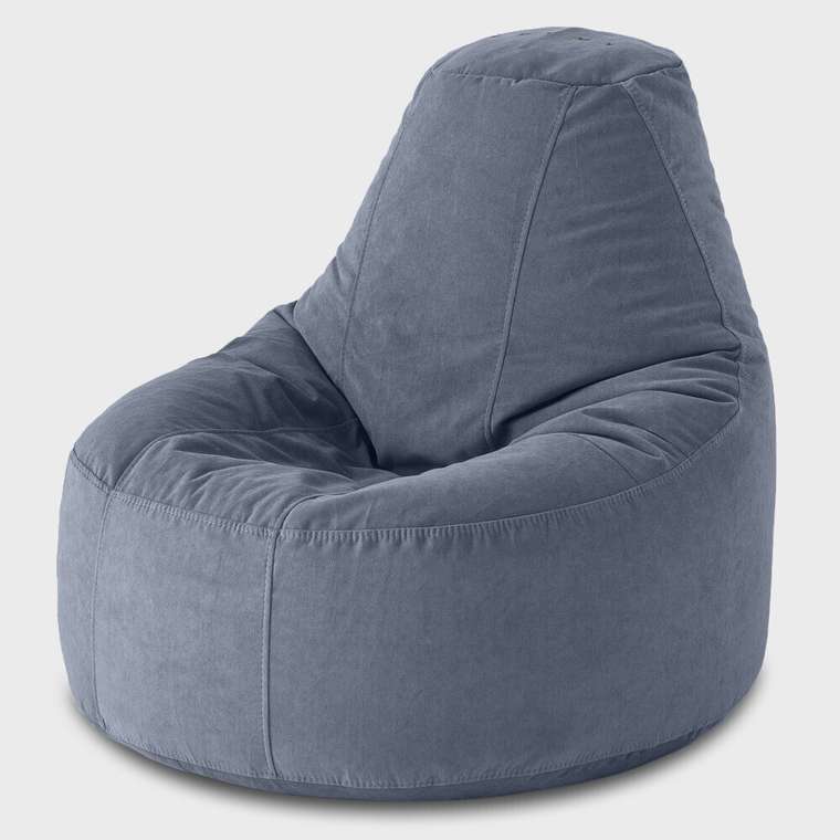 Кресло-пуф Люкс XXХХL пыльно-синего цвета