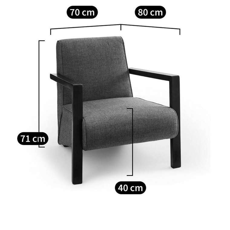 Кресло из полиэстеровой ткани меланж Sanami серого цвета