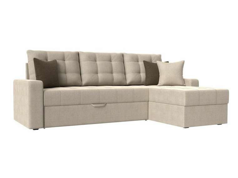 Угловой диван-кровать Ливерпуль  бежевого цвета правый угол