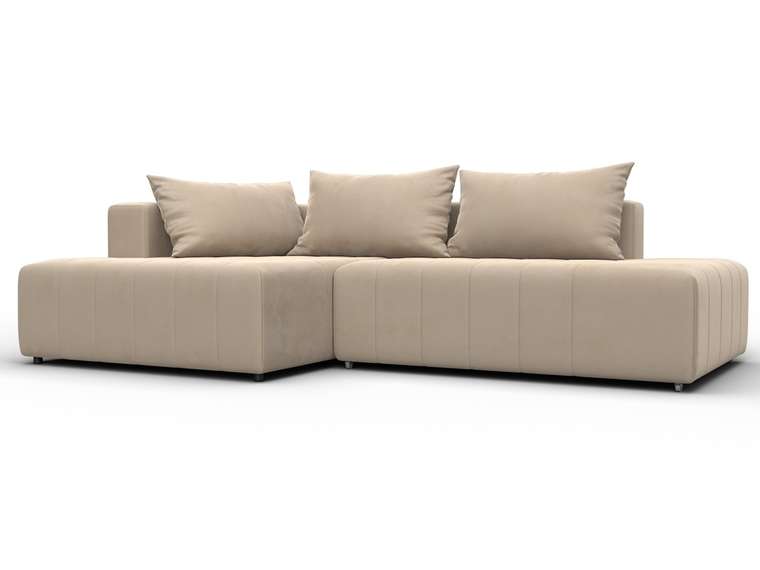 Угловой диван-кровать Лига-103 бежевого цвета левый