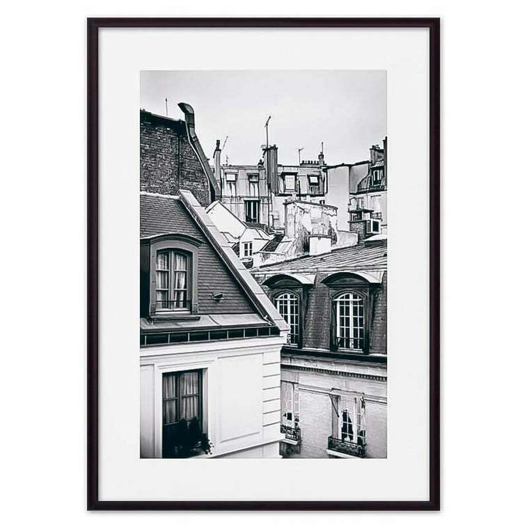 Постер в рамке Парижские крыши ЧБ 21х30 см