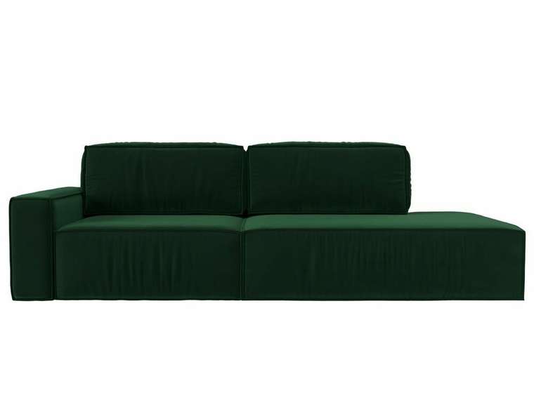 Прямой диван-кровать Прага модерн темно-зеленого цвета подлокотник слева