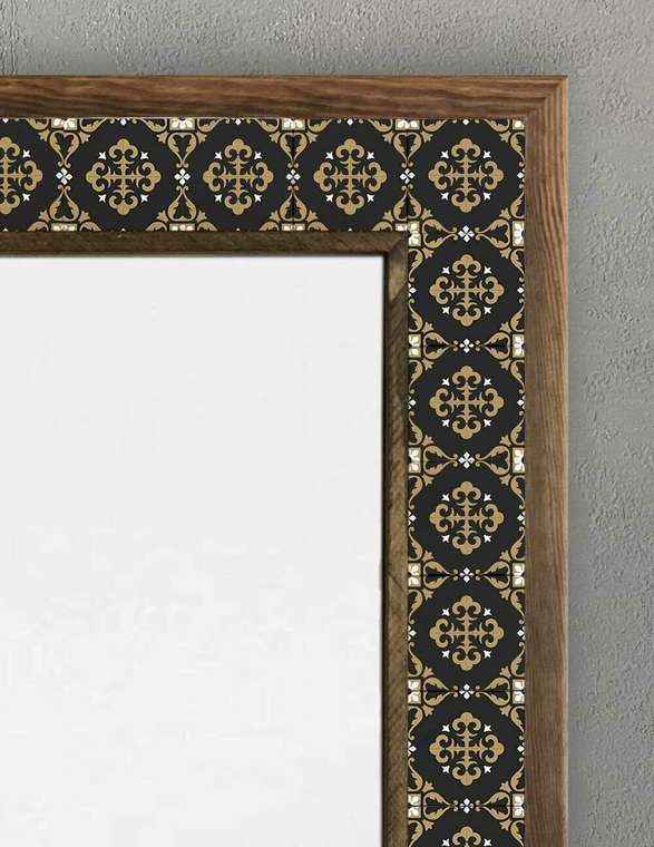 Настенное зеркало с каменной мозаикой 53x73 в раме черно-коричневого цвета