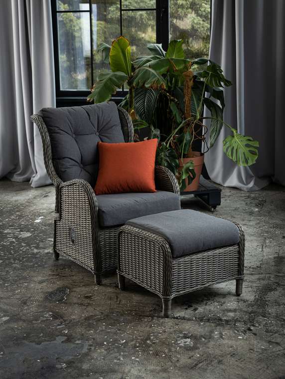 Набор садовой мебели из ротанга для отдыха Дали 2 серого цвета