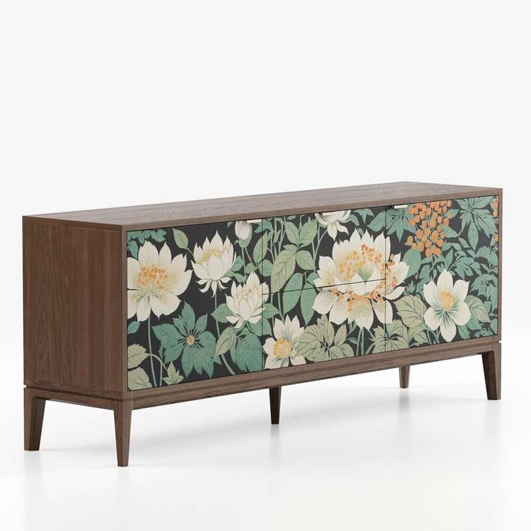 Тумба под телевизор Timeless TL069 коричневого цвета с принтом