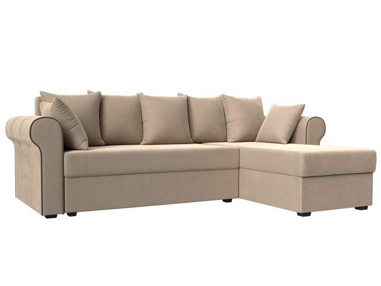 Угловой диван-кровать Рейн бежевого цвета правый угол