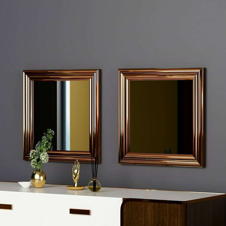 Набор из двух настенных зеркал Decor 40х40 бронзового цвета