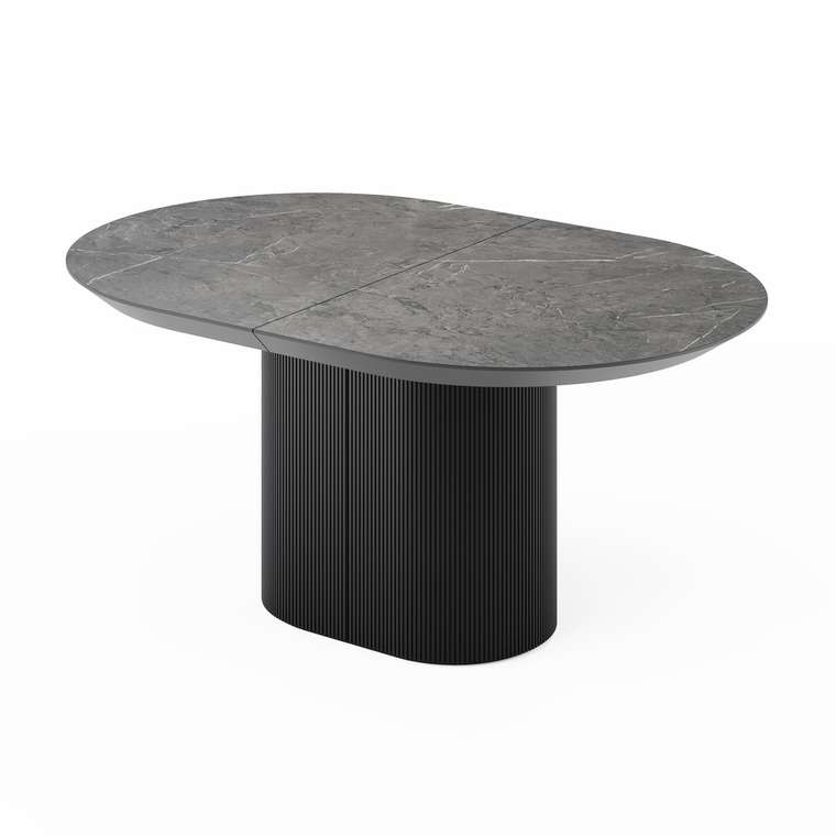 Раздвижной обеденный стол Гиртаб со столешницей черно-серого цвета