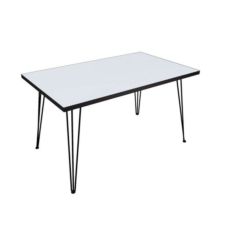 Обеденный стол 110 белого цвета с серой кромкой