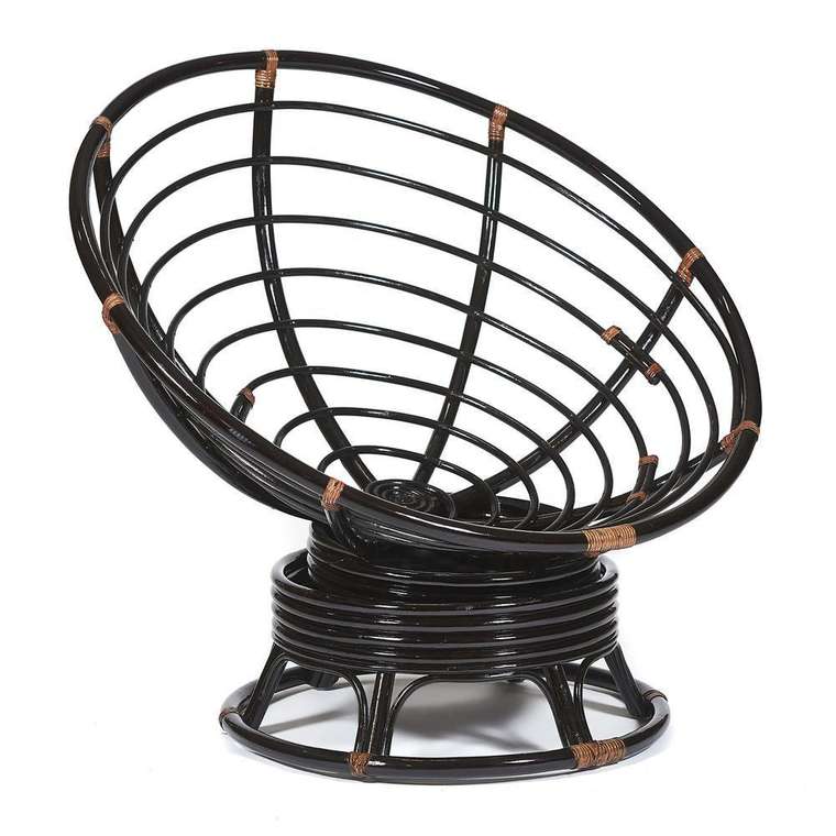 Кресло-качалка Papasan Antique brown с подушкой оранжевого цвета