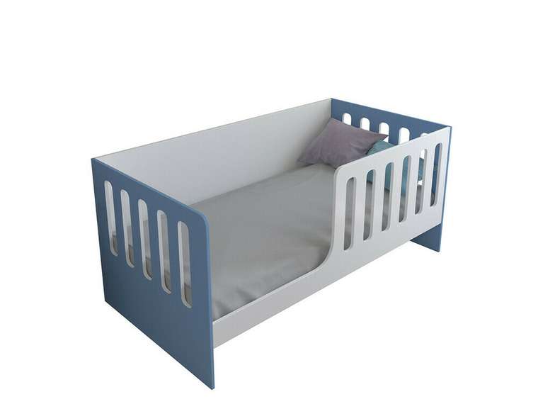 Кроватка Астра 12 80x160 бело-голубого цвета 