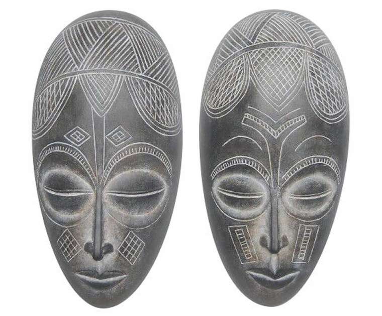 Набор из двух настенных декоров Mask серого цвета