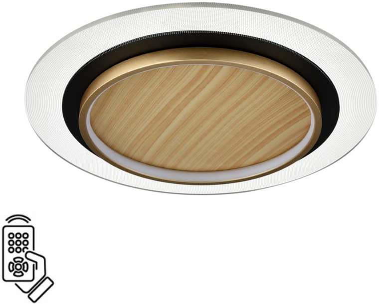 Потолочный светильник Sonex Sunny 7731/80L металл/акрил/белый/под дерево/прозрачный/черный LED 80Вт 3000-6000К D480 пульт ДУ