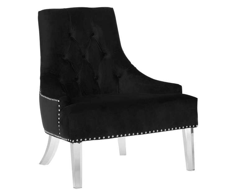 Кресло черного цвета на серебряных ножках