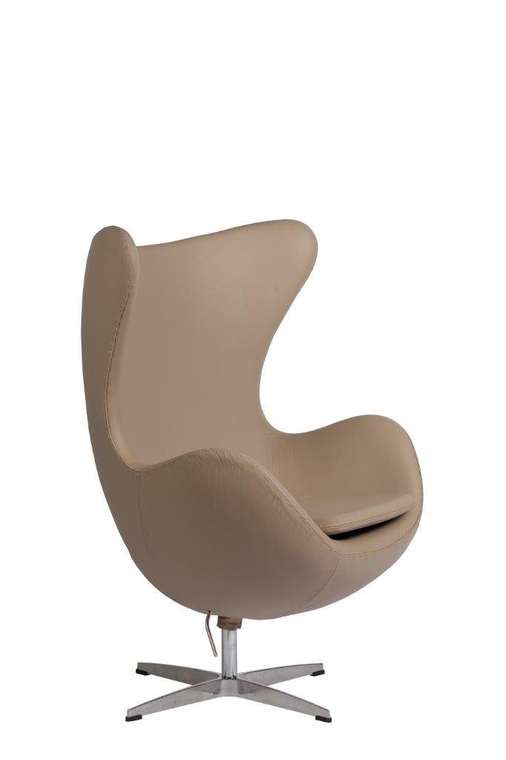 Кресло Egg Chair из натуральной кожи темно-бежевого цвета  