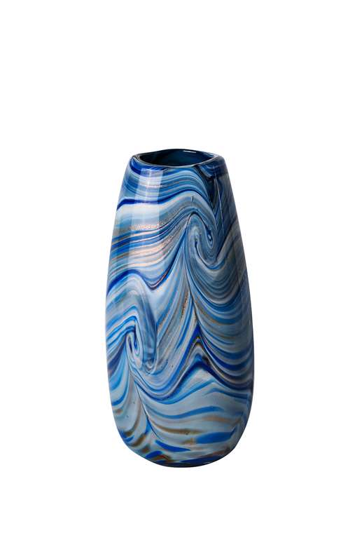 Стеклянная ваза синего цвета цвета 