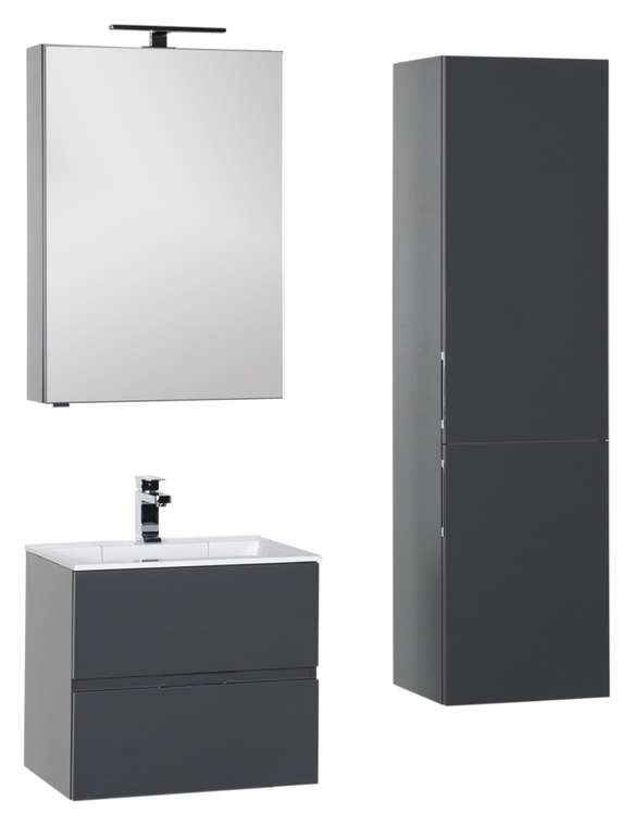 Комплект мебели для ванной комнаты Алвита темно-серого цвета