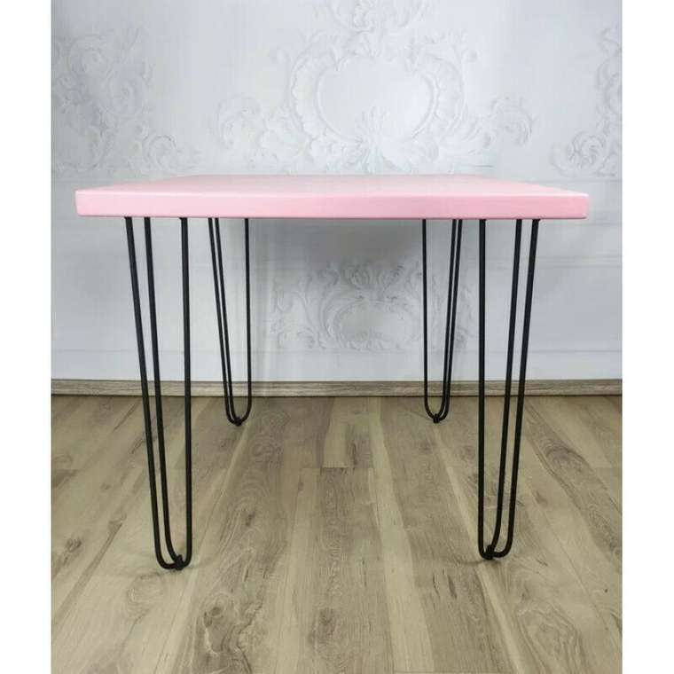 Стол обеденный Loft 70х70 с квадратной столешницей розового цвета